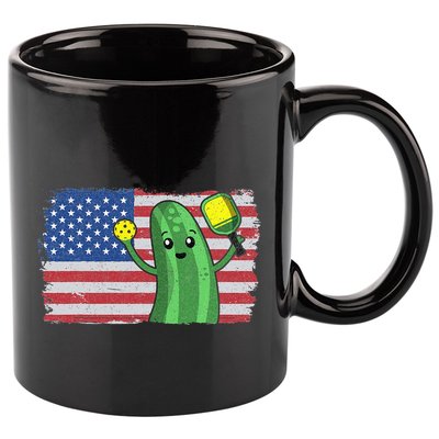 Pickleball US American Flag Pickle With Paddle Pickle Ball 11oz C Handle Ceramic Mug