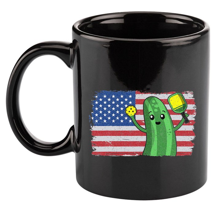 Pickleball US American Flag Pickle With Paddle Pickle Ball 11oz C Handle Ceramic Mug