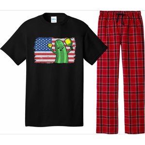 Pickleball US American Flag Pickle With Paddle Pickle Ball Pajama Set