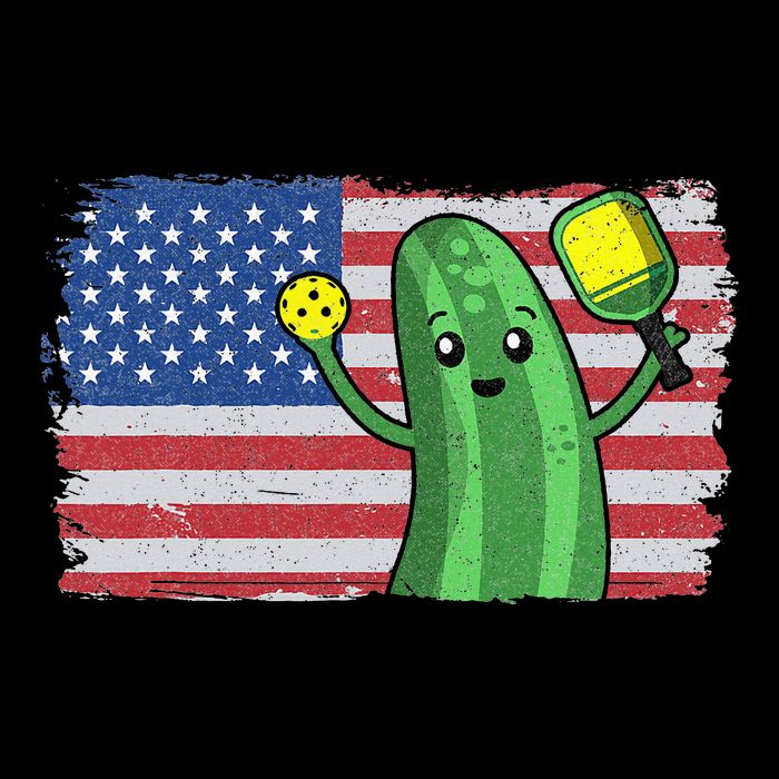 Pickleball US American Flag Pickle With Paddle Pickle Ball Flat Bill Trucker Hat