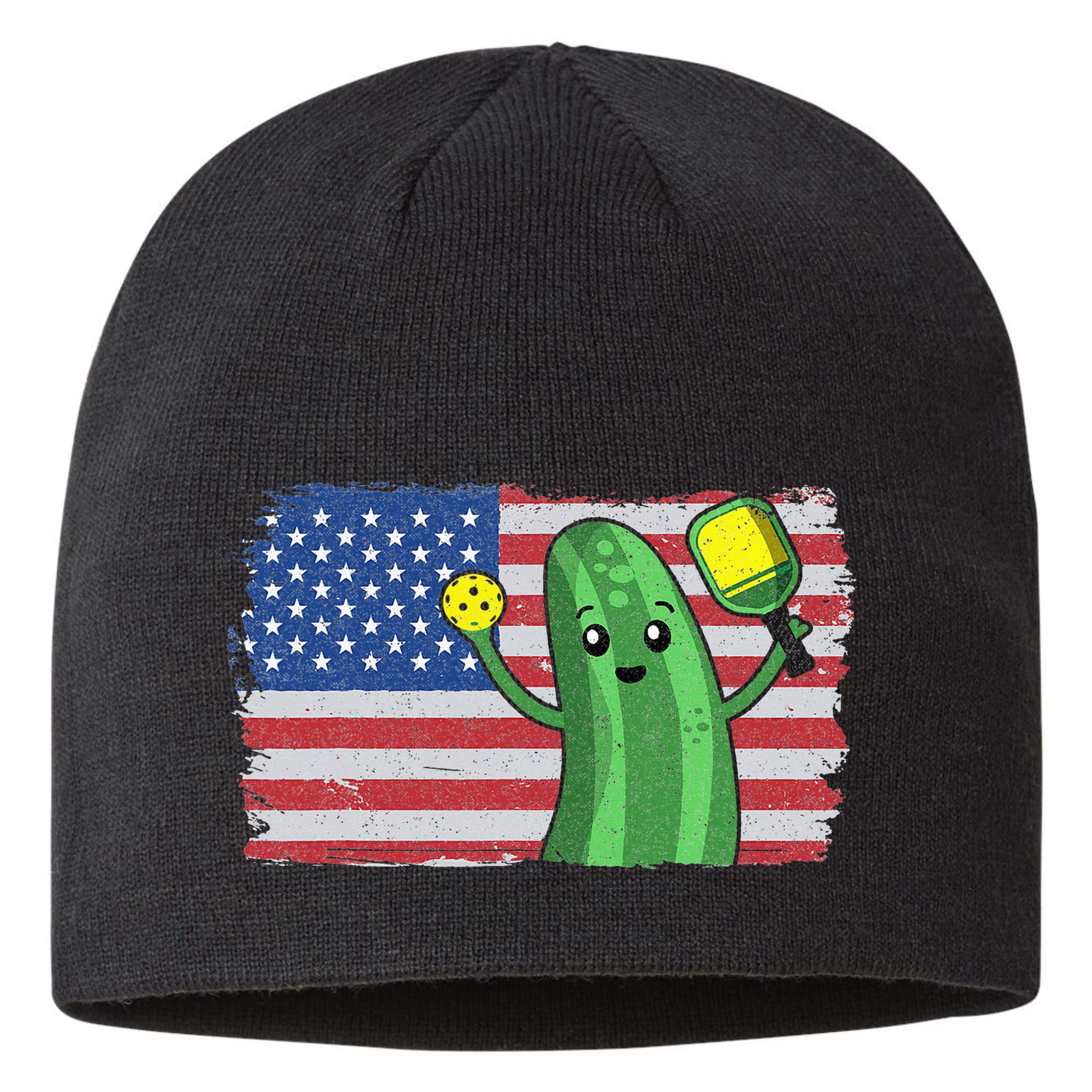 Pickleball US American Flag Pickle With Paddle Pickle Ball Sustainable Beanie