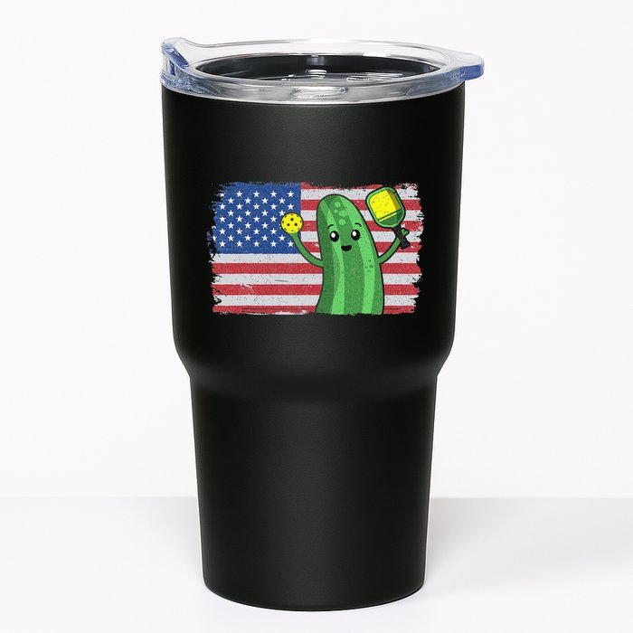 Pickleball US American Flag Pickle With Paddle Pickle Ball Tumbler