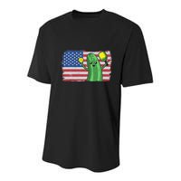 Pickleball US American Flag Pickle With Paddle Pickle Ball Youth Performance Sprint T-Shirt