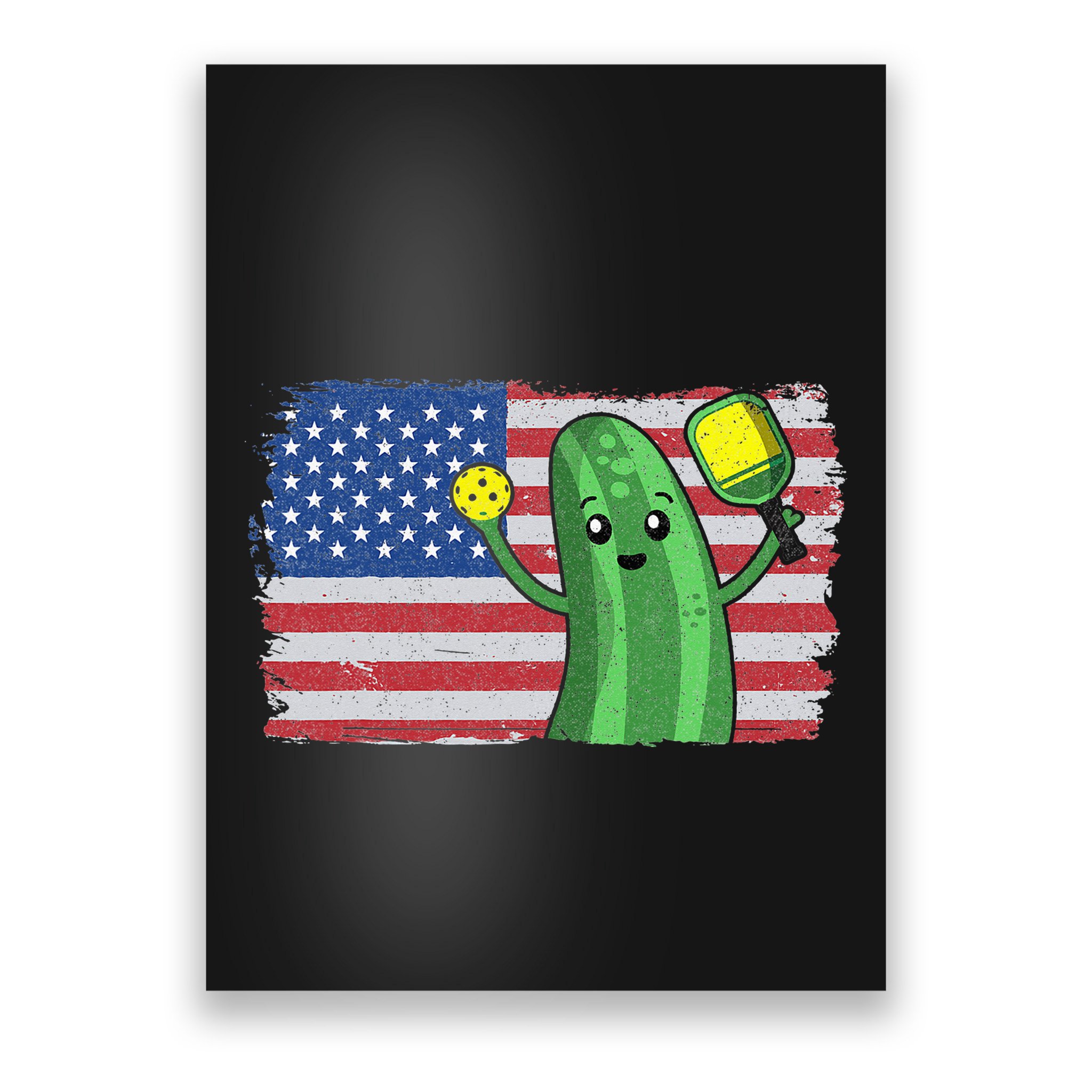 Pickleball US American Flag Pickle With Paddle Pickle Ball Poster