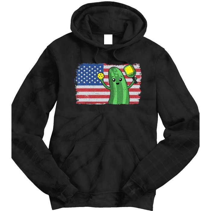 Pickleball US American Flag Pickle With Paddle Pickle Ball Tie Dye Hoodie