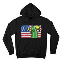 Pickleball US American Flag Pickle With Paddle Pickle Ball Tall Hoodie