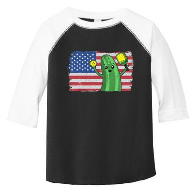 Pickleball US American Flag Pickle With Paddle Pickle Ball Toddler Fine Jersey T-Shirt