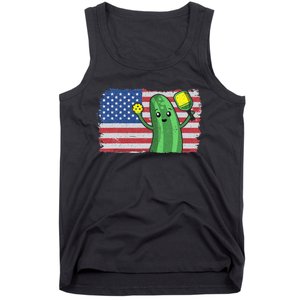 Pickleball US American Flag Pickle With Paddle Pickle Ball Tank Top