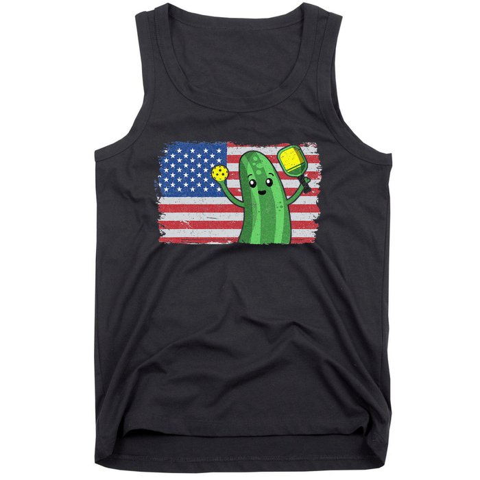 Pickleball US American Flag Pickle With Paddle Pickle Ball Tank Top