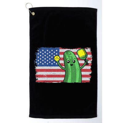 Pickleball US American Flag Pickle With Paddle Pickle Ball Golf Towel
