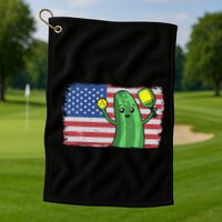 Pickleball US American Flag Pickle With Paddle Pickle Ball Golf Towel