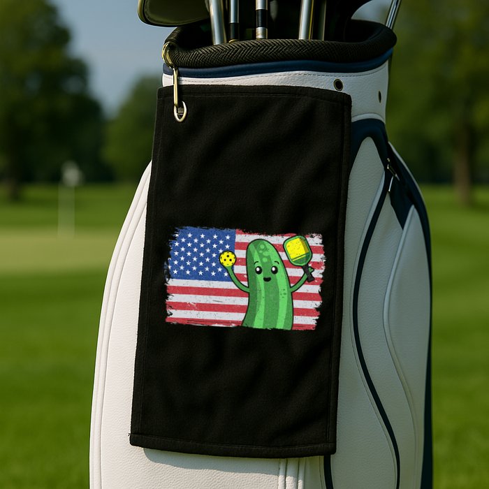Pickleball US American Flag Pickle With Paddle Pickle Ball Golf Towel