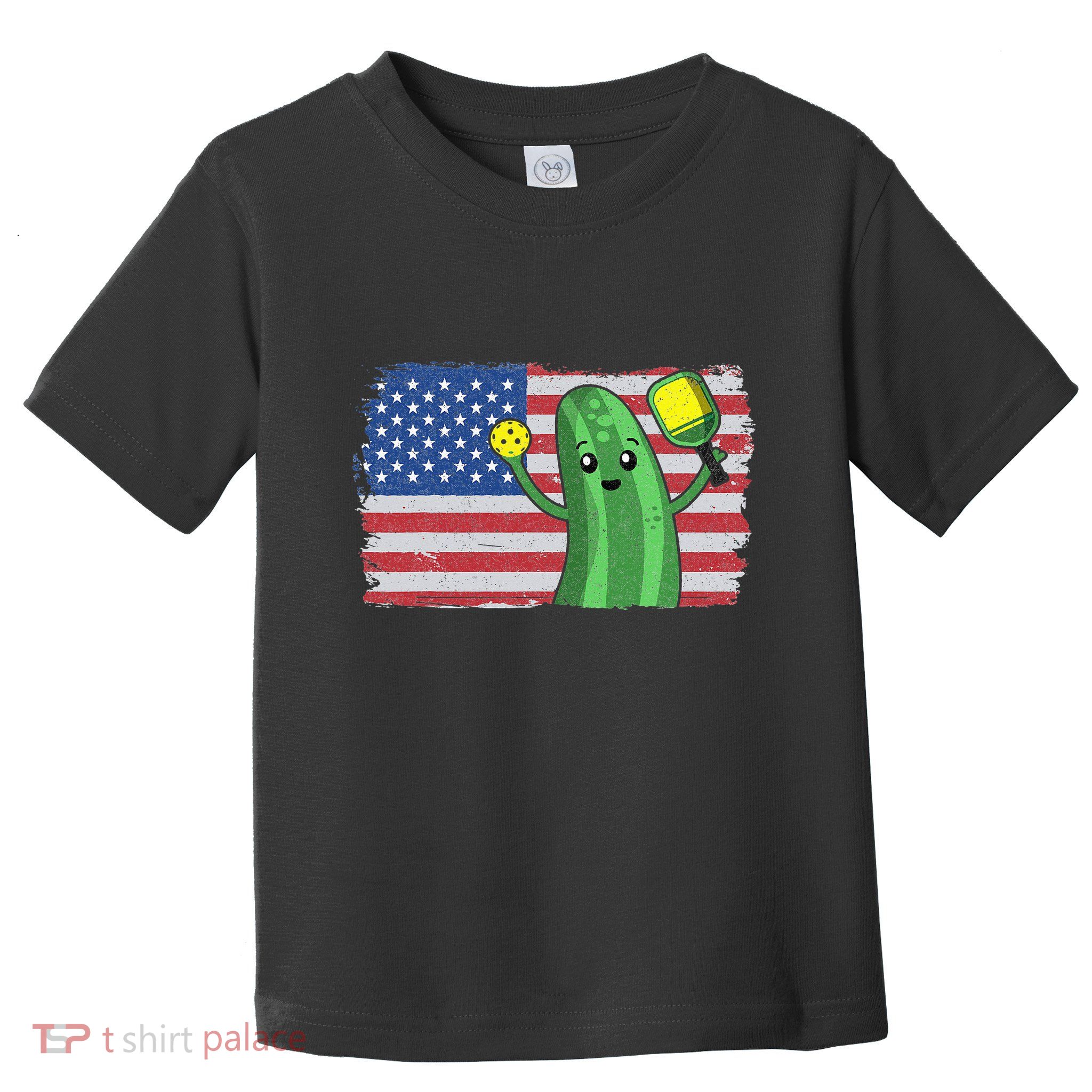 Pickleball US American Flag Pickle With Paddle Pickle Ball Toddler T-Shirt