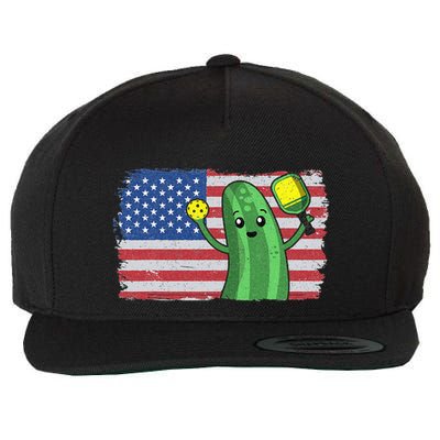Pickleball US American Flag Pickle With Paddle Pickle Ball Wool Snapback Cap