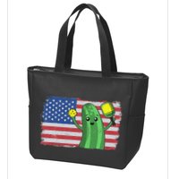 Pickleball US American Flag Pickle With Paddle Pickle Ball Zip Tote Bag