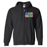 Pickleball US American Flag Pickle With Paddle Pickle Ball Full Zip Hoodie