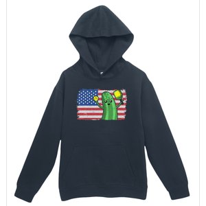 Pickleball US American Flag Pickle With Paddle Pickle Ball Urban Pullover Hoodie