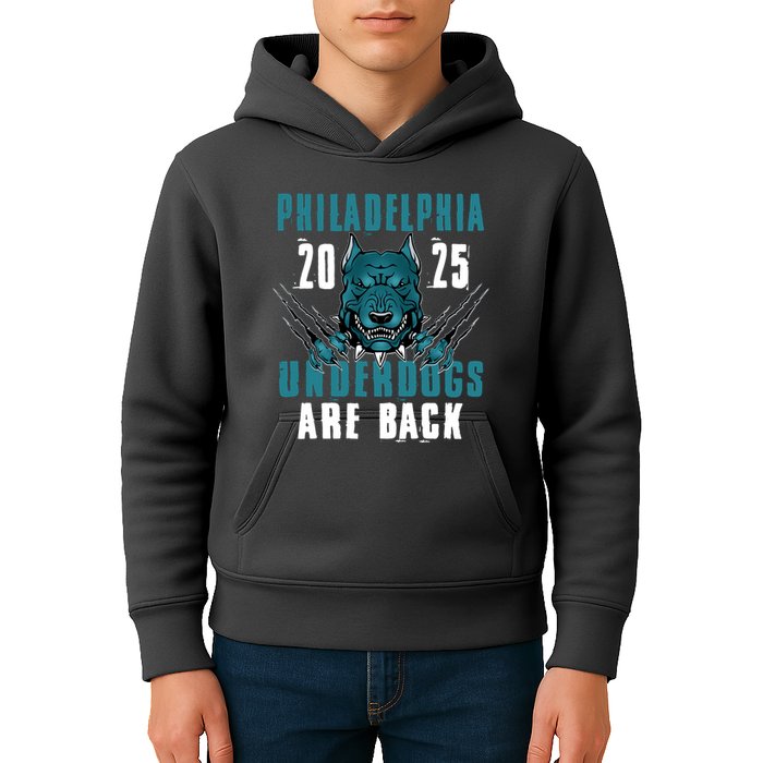 Philadelphia Underdogs Are Back 2025 Football Fan Kids Hoodie