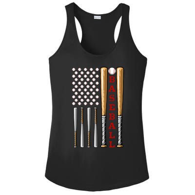 Patriotic Us American Baseball Flag Gift Vintage Baseball Flag Cute Gift Ladies PosiCharge Competitor Racerback Tank