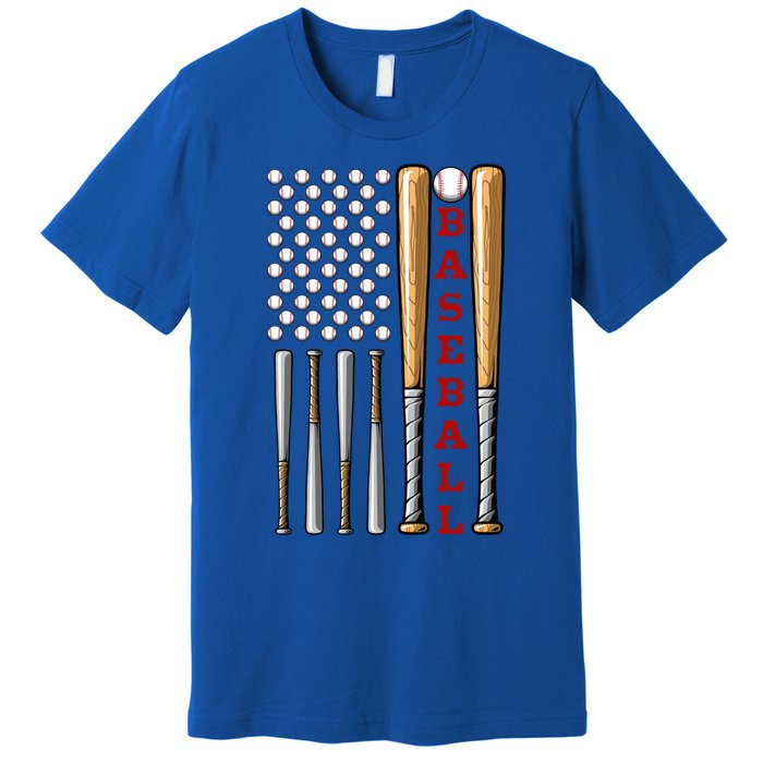 Patriotic Us American Baseball Flag Gift Vintage Baseball Flag Cute Gift Premium T-Shirt