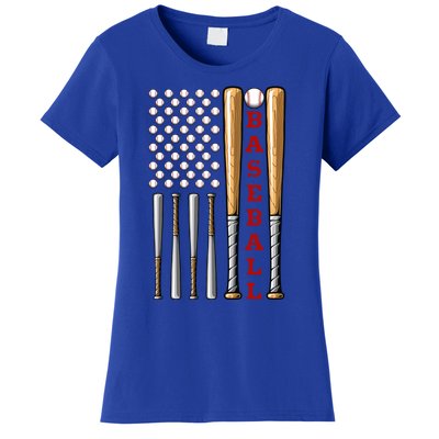 Patriotic Us American Baseball Flag Gift Vintage Baseball Flag Cute Gift Women's T-Shirt