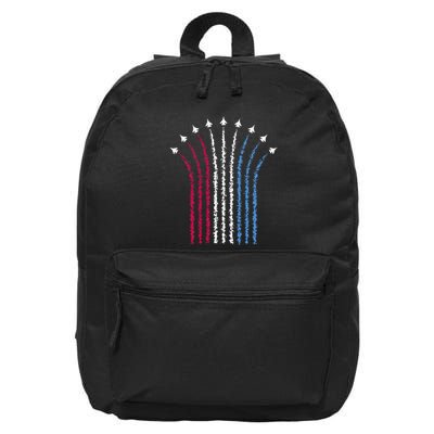 Patriotic Usa American Red White Blue Flag Jets 4th Of July Gift 16 in Basic Backpack