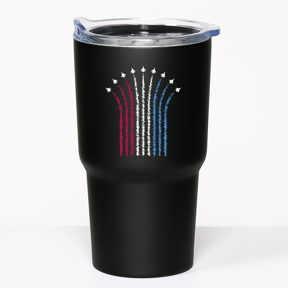 Patriotic Usa American Red White Blue Flag Jets 4th Of July Gift Tumbler