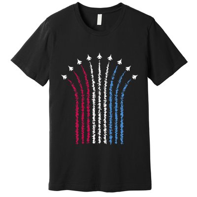 Patriotic Usa American Red White Blue Flag Jets 4th Of July Gift Premium T-Shirt