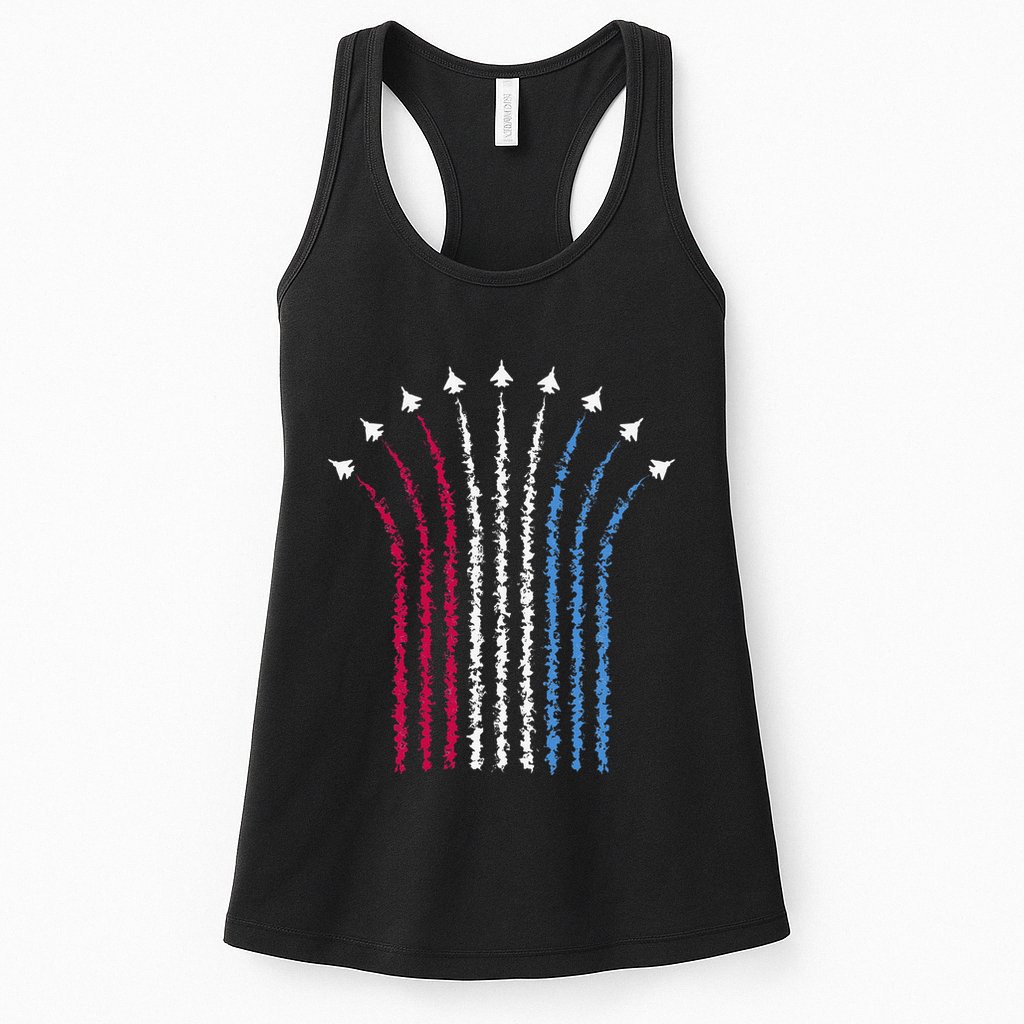 Patriotic Usa American Red White Blue Flag Jets 4th Of July Gift Womens Tank Top