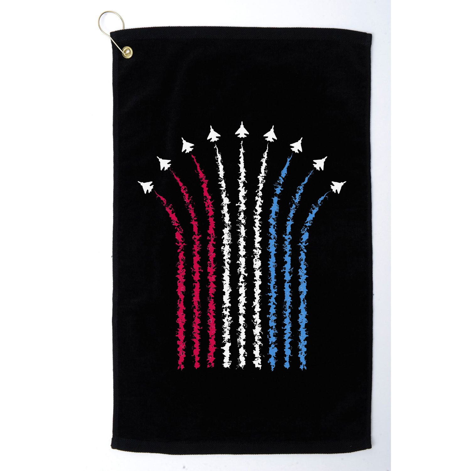 Patriotic Usa American Red White Blue Flag Jets 4th Of July Gift Golf Towel