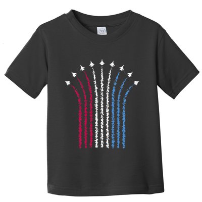 Patriotic Usa American Red White Blue Flag Jets 4th Of July Gift Toddler T-Shirt