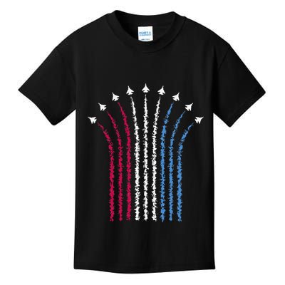 Patriotic Usa American Red White Blue Flag Jets 4th Of July Gift Kids T-Shirt