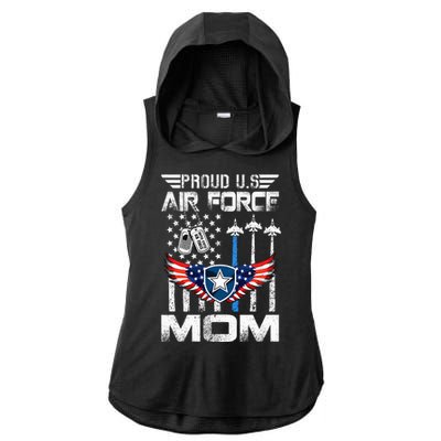 Proud U.S A.Ir Force Mom Flag Graduation Mom Ladies PosiCharge Tri-Blend Wicking Draft Hoodie Tank