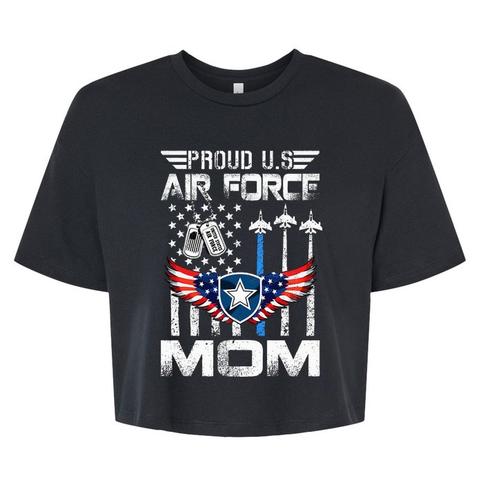 Proud U.S A.Ir Force Mom Flag Graduation Mom Bella+Canvas Jersey Crop Tee