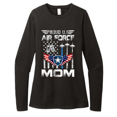 Proud U.S A.Ir Force Mom Flag Graduation Mom Womens CVC Long Sleeve Shirt