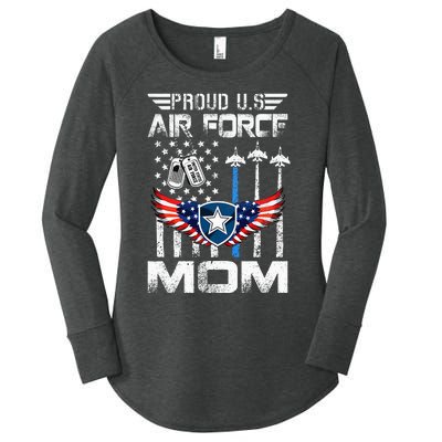 Proud U.S A.Ir Force Mom Flag Graduation Mom Women's Perfect Tri Tunic Long Sleeve Shirt