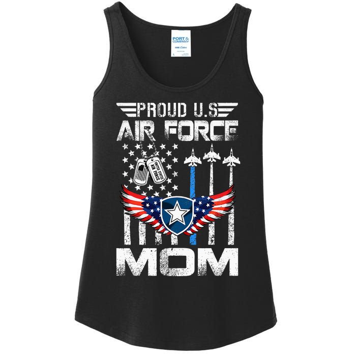 Proud U.S A.Ir Force Mom Flag Graduation Mom Ladies Essential Tank