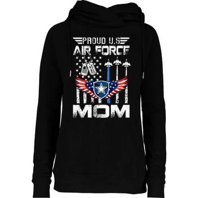 Proud U.S A.Ir Force Mom Flag Graduation Mom Womens Funnel Neck Pullover Hood