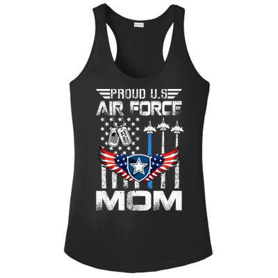 Proud U.S A.Ir Force Mom Flag Graduation Mom Ladies PosiCharge Competitor Racerback Tank