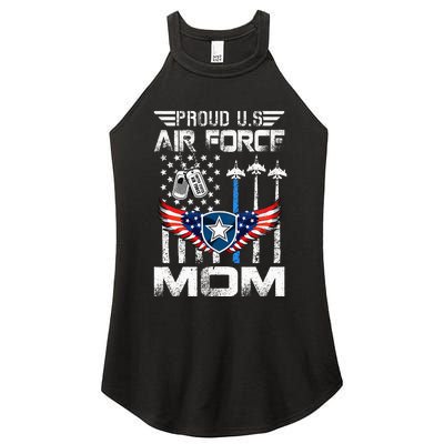 Proud U.S A.Ir Force Mom Flag Graduation Mom Women's Perfect Tri Rocker Tank