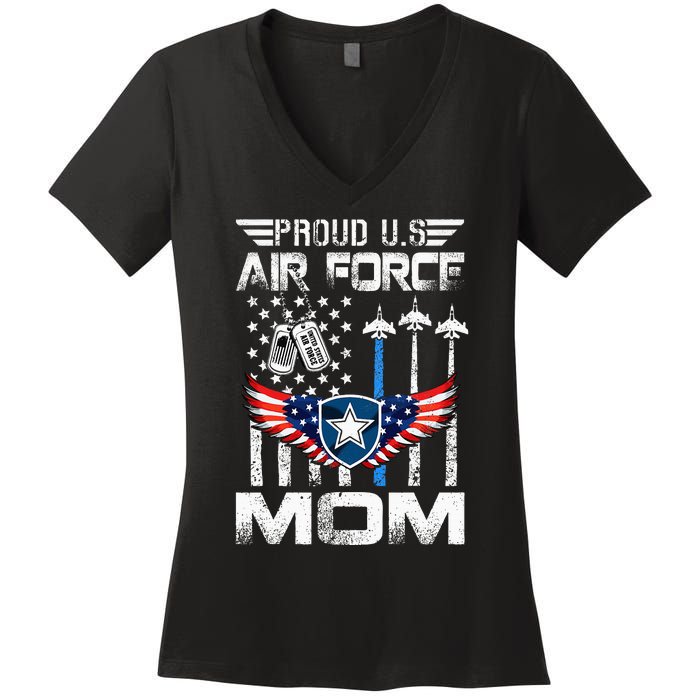 Proud U.S A.Ir Force Mom Flag Graduation Mom Women's V-Neck T-Shirt