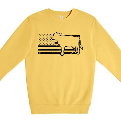 Patriotic Us American Cow Design Farmer Flag Gift Premium Crewneck Sweatshirt