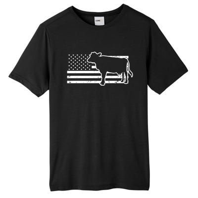 Patriotic Us American Cow Design Farmer Flag Gift Tall Fusion ChromaSoft Performance T-Shirt