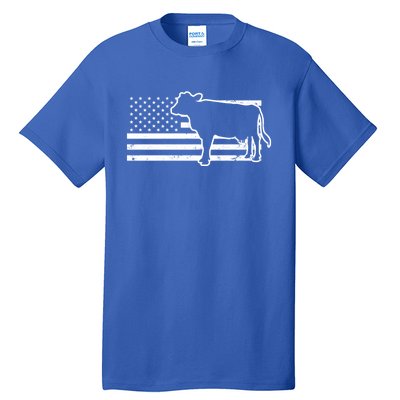 Patriotic Us American Cow Design Farmer Flag Gift Tall T-Shirt