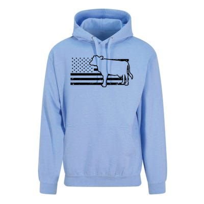 Patriotic Us American Cow Design Farmer Flag Gift Unisex Surf Hoodie