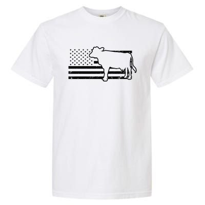 Patriotic Us American Cow Design Farmer Flag Gift Garment-Dyed Heavyweight T-Shirt