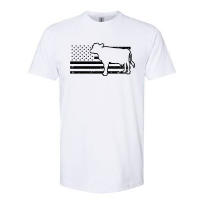 Patriotic Us American Cow Design Farmer Flag Gift Softstyle CVC T-Shirt