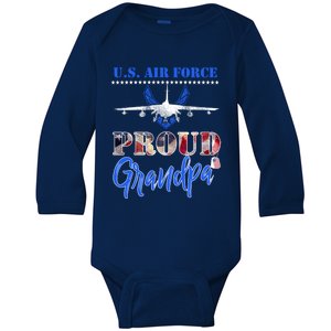 Proud Us Air Force Grandpa Pride Military Family Tee Gift Usaf Gift Baby Long Sleeve Bodysuit