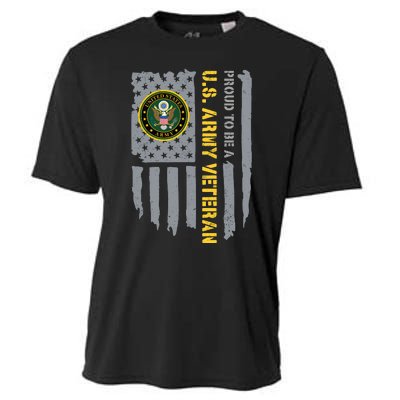 Proud US Army Veteran American Flag Cooling Performance Crew T-Shirt