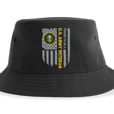 Proud US Army Veteran American Flag Sustainable Bucket Hat